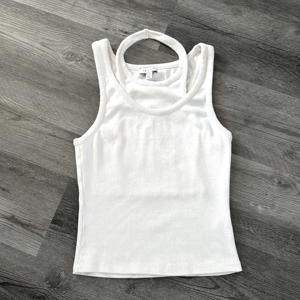 TOPSHOP - Off White Double Layered Ribbed Tank Top U.S. Size 4-6